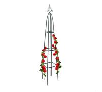 Relaxdays Obélisque de jardin en métal, 190 cm, pour roses et plantes grimpantes, tuteur non fixe jardin, vert