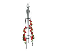 Relaxdays Obélisque de jardin pour roses 40 x 40 cm largeur au sol fleurs fruits support pour rosier pointu 2 m décoration en métal laqué stable tuteur pour plantes grimpantes, vert