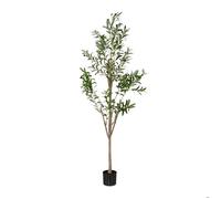 Relaxdays Olivier artificiel, arbre décoratif, détails réalistes, H x D : 180 x 70 cm, vert et marron