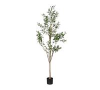 Relaxdays Olivier Artificiel, Arbre décoratif, détails réalistes, H x D : 180 x 70 cm, Vert et Marron