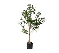 Relaxdays Olivier Artificiel, Olives, Arbre décoratif, détails réalistes, H x D : 90 x 50 cm, Vert et Marron