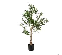 Relaxdays Olivier artificiel, olives, arbre décoratif, détails réalistes, H x D : 90 x 50 cm, vert et marron