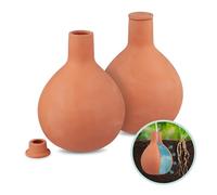 Relaxdays Ollas Lot de 2 Pots d'argile pour arrosage près des Racines, Plate-Bande surélevée et Serre, Moins de pertes d'eau, Terre Cuite 1,5 l, Terracotta