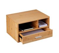 Relaxdays Organisateur Bureau, 1 tiroir, 2 Compartiments, HxLxP: 22 x 40 x 31 cm, Bambou, Espace de Travail, Nature