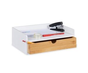 Relaxdays Organisateur Bureau, 1 tiroir, Documents Format A4, Bambou, HxLxP: 11x32x22 cm, Fournitures, Blanc - Nature