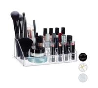 Relaxdays Organisateur Cosmétique Acrylique Rangement Make-Up 16 Casier Maquillage Support Rouge à Lèvre, Transparent