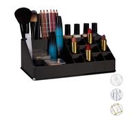 Relaxdays, noir Organisateur Cosmétique Acrylique Rangement Make-Up 16 Casier Maquillage Support Rouge à Lèvre, Taille unique