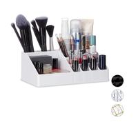 Relaxdays Organisateur Cosmétique Acrylique Rangement Make-Up 16 Casier Maquillage Support Rouge à Lèvre, Blanc