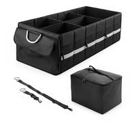 Relaxdays Organisateur de Coffre avec glacière Amovible, Pliable, Couvercle, 30 x 90 x 40 cm, Sac Auto, Noir