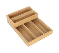 Relaxdays Organisateur de Couverts en Bambou, 2 pièces, 6 Compartiments, empilable, Insert pour tiroir Naturel