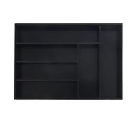 Relaxdays Organisateur de tiroir, Insert à 6 Compartiments, pour Couverts, Bambou, H x L x P : 5 x 35,5 x 25,5 cm, Noir