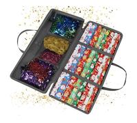 Relaxdays Organisateur pour papiers Cadeaux zippé avec poignées, 3 Poches, 34 x 82 x 13 cm, Gris