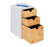 Relaxdays Organiseur à Compartiments, Bambou & MDF, HxLxP: 28x17x21,5 cm, 3 tiroirs, Accessoire Bureau, Nature - Blanc
