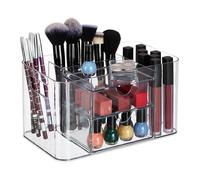 Relaxdays Organiseur à cosmétiques, 4 Compartiments, 2 tiroirs, HxLxP : 13x24,5x14,5 cm, Plastique, Transparent