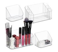 Relaxdays Organiseur à Maquillage, lot 2, Plastique, Produits beauté, pinceaux, Accessoires Salle de Bain, Transparent