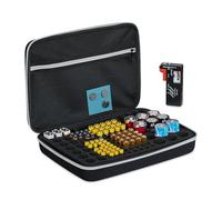 Relaxdays Organiseur à Piles avec testeur, pour AA, AAA, C, D & 9V, Rangement pour 134 pièces, Noir