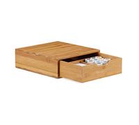 Relaxdays Organiseur bureau, Compartiments, Bac à courrier A4, 1 Tiroir, Rangement, Bambou, HLP 10 x 29,5 x 30cm, Nature