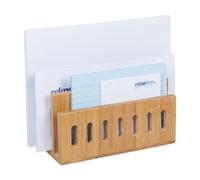 Relaxdays Organiseur Bureau, Bambou, 3 Compartiments, trieur courrier Pratique, Porte-Documents, HLP: 13x18x8 cm, Nature