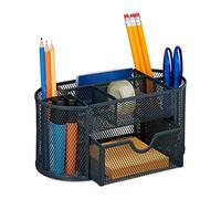 Relaxdays Organiseur Bureau, Rangement Stylo, 9 casiers, tiroir, Design Maille, métal, HxLxP : 10,5x22x11 cm, Anthracite