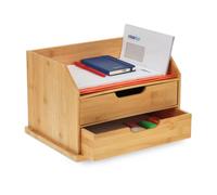 Relaxdays Organiseur de bureau en bambou