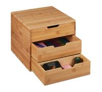 Relaxdays Organiseur de Bureau, 3 tiroirs, pour Les ustensiles de Bureau, Bambou, Compartiments, HLP 26x30x31 cm, Nature