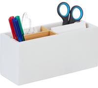 relaxdays Organiseur de bureau 4 compartiments blanc