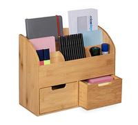 Organiseur de bureau rangement en bambou Boîte à crayons 1,7 kg 6 compartiments