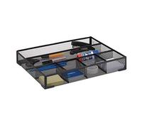 Relaxdays Organiseur de bureau 6 compartiments maille métal fournitures rangement stylos treillis HxlxP: 6x38x30cm, noir