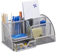 relaxdays Organiseur de bureau argenté métal 6 compartiments 27,5 x 14,0 x 12,5 cm
