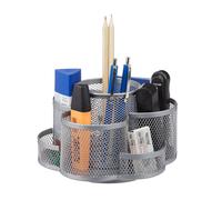 relaxdays Organiseur de bureau argenté métal 7 compartiments 17,5 x 16,5 x 11,0 cm