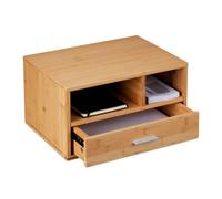 Relaxdays Organisateur Bureau, 1 tiroir, 2 Compartiments, HxLxP: 22 x 40 x 31 cm, Bambou, Espace de Travail, Nature
