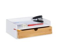 Relaxdays Organisateur Bureau, 1 tiroir, Documents Format A4, Bambou, HxLxP: 11x32x22 cm, Fournitures, Blanc - Nature
