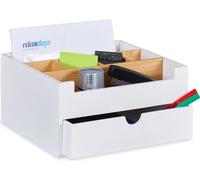 relaxdays Organiseur de bureau blanc