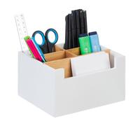 relaxdays Organiseur de bureau blanc 5 compartiments