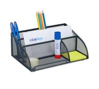 Relaxdays Organiseur de Bureau, 5 Compartiments, Aspect Maille, métal, HxLxP : 10,5x25,5x17 cm, Rangement, Anthracite