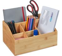 relaxdays Organiseur de bureau en bambou