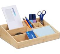 relaxdays Organiseur de bureau en bambou 9 compartiments