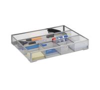 Relaxdays Organiseur bureau 6 compartiments maille métal fournitures rangement stylos treillis HxlxP: 6x38x30cm, argent