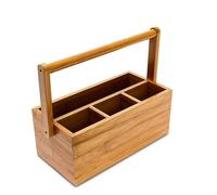 relaxdays Organiseur de bureau marron Bambou 4 compartiments 25,0 x 11,5 x 20,0 cm