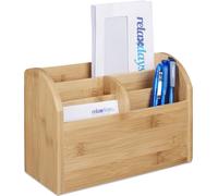 relaxdays Organiseur de bureau marron Bambou 5 compartiments 22,0 x 10,0 x 15,0 cm