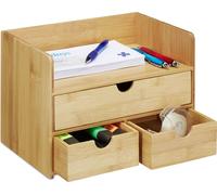 relaxdays Organiseur de bureau Tiroirs en bambou