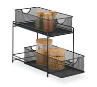 Relaxdays Organiseur pour Placard de Cuisine, 2 corbeilles coulissantes, en métal, H x L x P : 32 x 19 x 35,5 cm, Noir