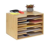 Relaxdays Organiseur de documents en bambou DIN A4 5 espaces pour le bureau ouvert HxLxP : 23 5x32 5x24 cm naturel