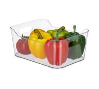Relaxdays Organiseur de frigo pour Ranger Vos Aliments, avec poignées, H x L x P : 10,5 x 25 x 18 cm, Transparent