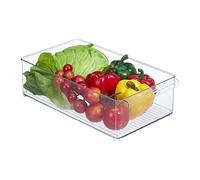 Relaxdays Organiseur de frigo pour vos aliments, rangement, transparent | avec poignée, H x L x P : env. 10x20,5x36,5 cm