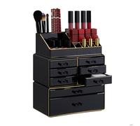 Relaxdays Organiseur maquillage 10023135_1098 – 8 tiroirs acrylique noir-doré – Taille Unique