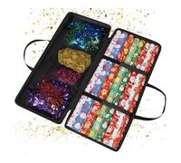 Relaxdays Organiseur de Papier Cadeau, Fermeture éclair, poignées, 3 Poches Filet pour Accessoires, H x l x P : 34 x 82 x 13 cm, Noir