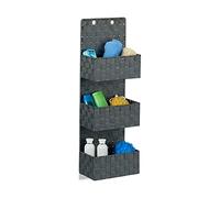 Relaxdays Organiseur de porte tissu à suspendre rangement mural à accrocher 3 compartiments HxlxP: 75x25x15 cm, gris