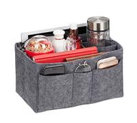 Relaxdays Organiseur de sac à main, feutre, compartiments amovibles, rangement pour femmes, taille L, gris foncé