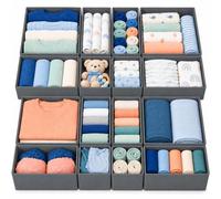Relaxdays Organiseur de tiroir, gris | 16 pièces, pour commode IKEA Hemnes, 3 tailles, pour table à langer